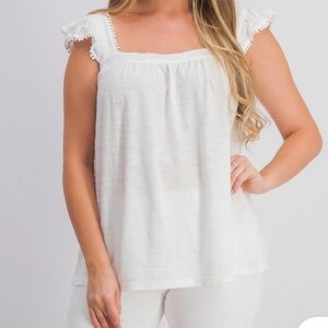 Style & Co. Bright White Ruffle Sleeve Tank Top